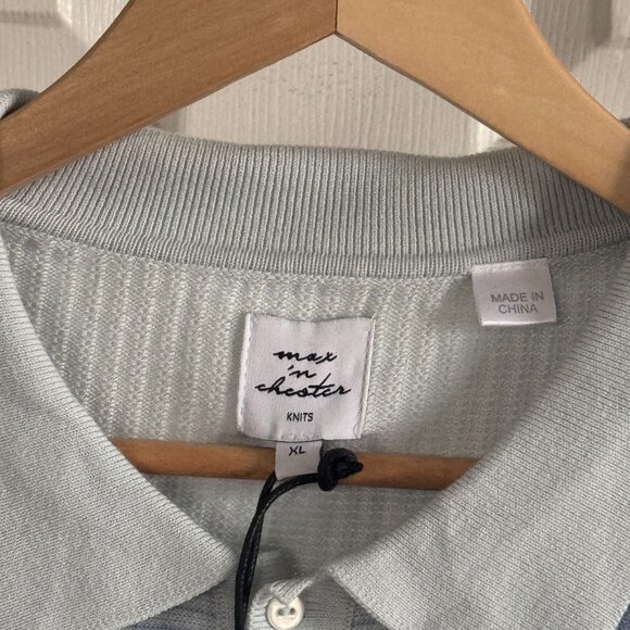 NWT Max & Chester S/S Cotton Polo Style Sweater in Shades of Blue, XL - Picture 3 of 3